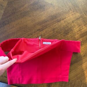 Dainty Hooligan Red Off-Shoulder Top with Full Zipper Down Back